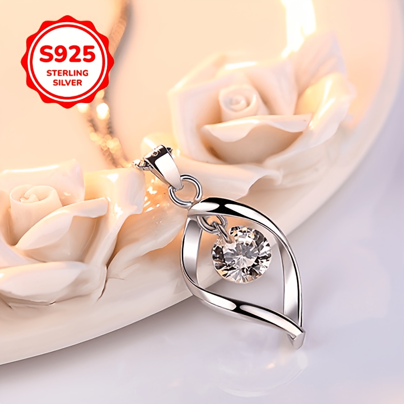 Women's 925 Silver Musical Note Twist Pendant Necklace